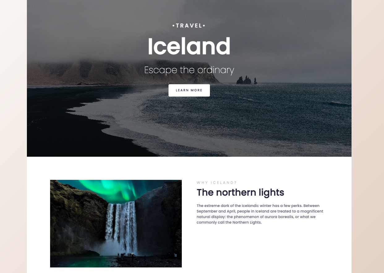 Iceland landing page